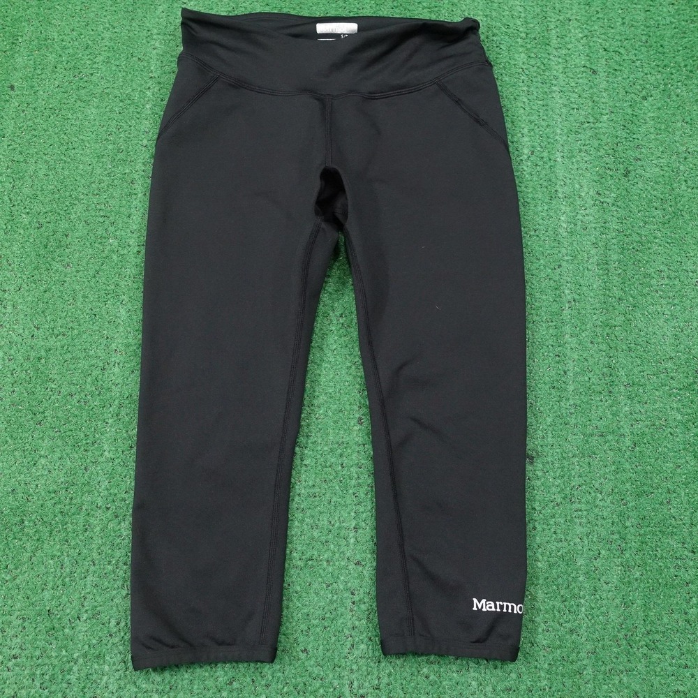 Marmot Leggings Womens S Black Capri Knit Stretch Hiking Running Yoga Workout